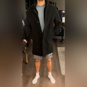 Gently-Used Calvin Klein Pea Coat. Size is 36S. Color is Black.